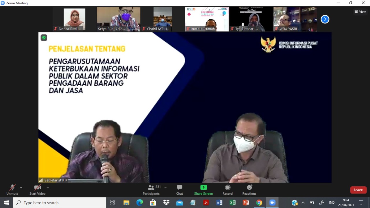 LIPI Ikuti Webinar Pengarusutamaan KIP Sektor Pengadaan Barang dan Jasa